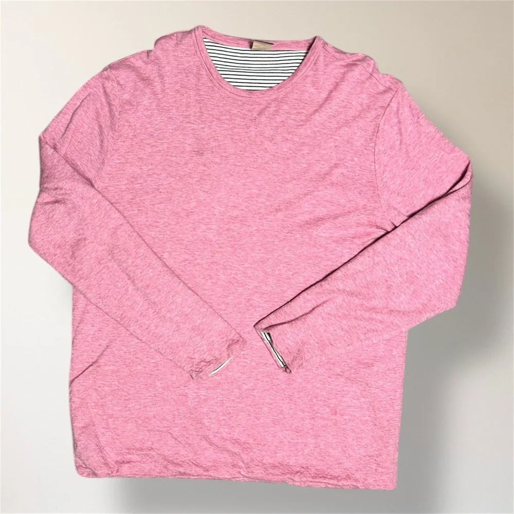 Faherty XL‎ Reversible Long Sleeve Tee Pink Blue Stripe Pima Cotton Soft Coastal